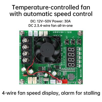 DC 12-50V 30A ШИМ-регулятор скорости с контролем температуры, 2-проводной, 3-проводной, 4-проводной, Универсальный модуль для вентилятора, Отображение оборотов (RPM)