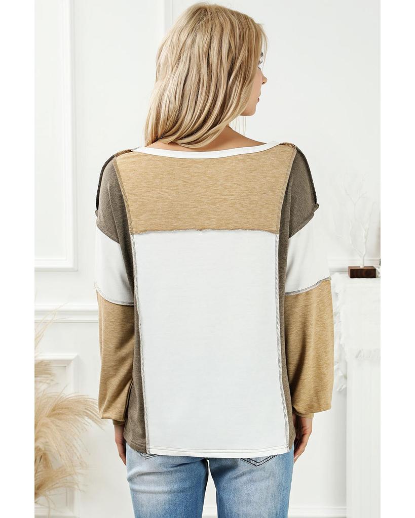 Azura Exchange Exposed Seam Color Block Patchwork Top