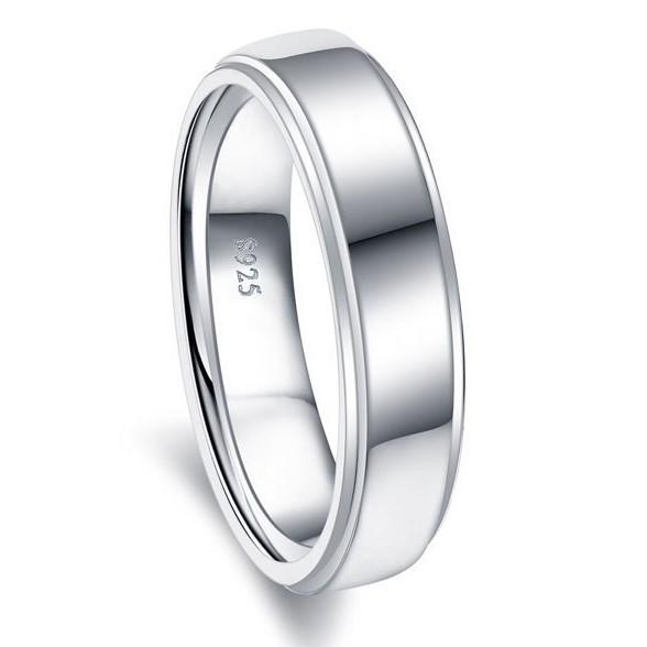 Рождественское кольцо на указательный палец из стерлингового серебра 925 пробы с полированным скошенным краем - Простые модные украшения