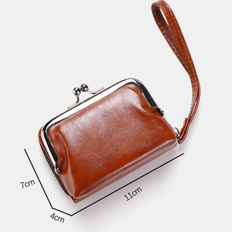 Женский кошелек, маленький женский компактный кошелек из искусственной кожи, винтажный держатель для карт, портмоне с застежкой-молнией, винтажная сумка на запястье с органным зажимом