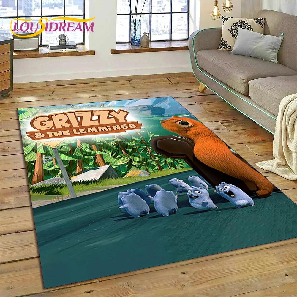 Cartoon Grizzy and The Lemmings Rug Carpet for Living Room Bedroom Home Decor,Floor Mat Non-slip Decoration for Sofa Doormat Kid