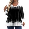 Womens Plus Size Tops Long Sleeve Print Shirts V Neck Casual Clothing Clothes Tops