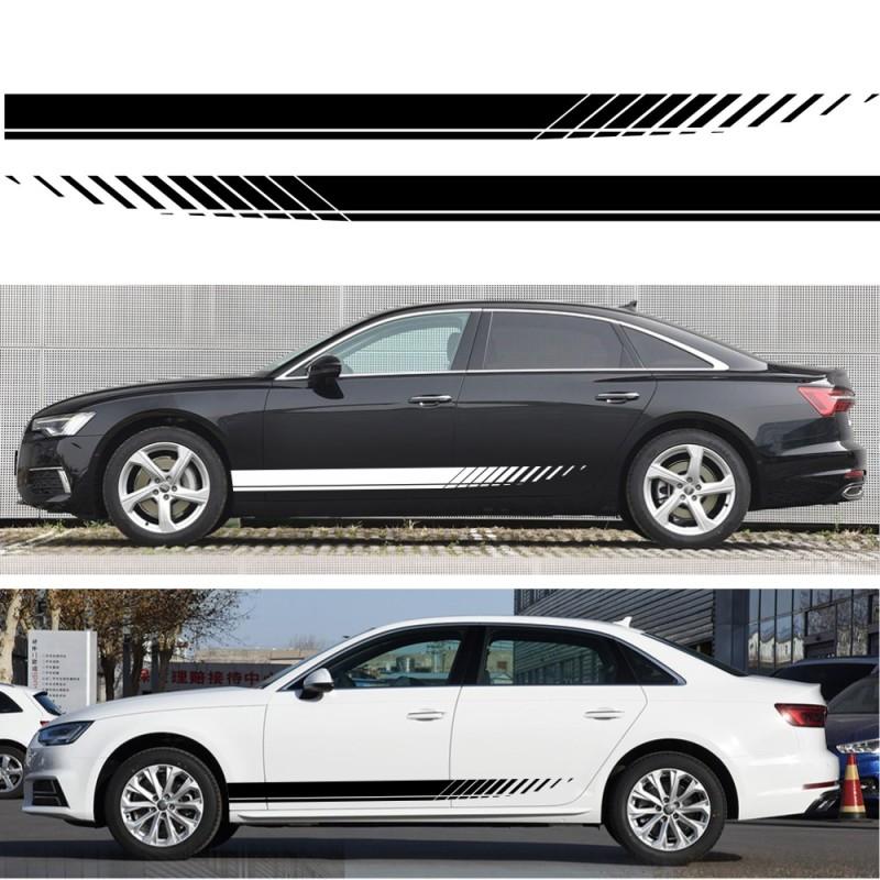 2PCS Car Side Stripes Side Stripe Skirts Graphics Vinyl Sticker Decals Racing Sport Car Stickers