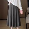 Женская милая трикотажная миди-юбка, уменьшающая возраст, с высокой талией, облегающая, расклешенная, А-силуэта, юбка-зонт, плиссированная, шерстяная