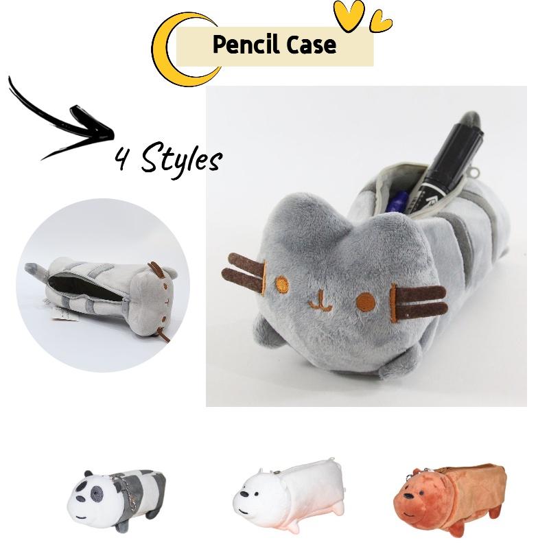 Милый плюшевый пенал в виде кошки большой вместимости для студентов и организации канцелярских принадлежностей