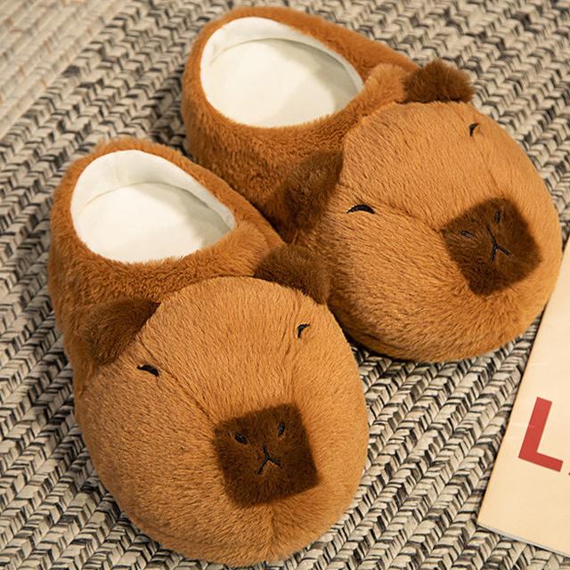Funny Indoor Slippers Womens Winter Keep Warm Men Shoes Teddy Bear Non-slip Soft Slippes
