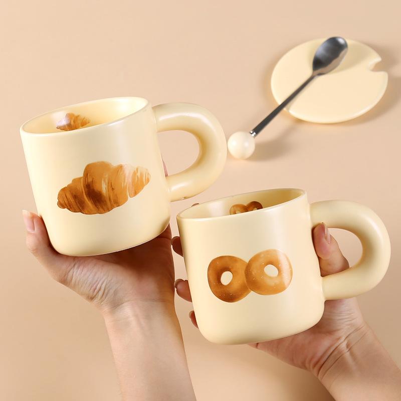 Керамическая Кружка для Хлеба Милая Чашка для Молока Чашка для Молока Общежитие Чашка для Питьевой Воды Кружка Высокий Внешний Вид