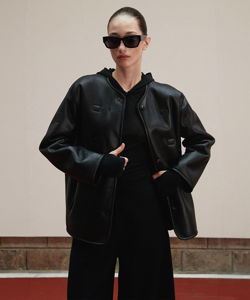 Verdemar Reversible Toggle Shearling Coat_Black
