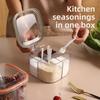 Интегрированный кухонный контейнер-органайзер с несколькими отделениями для соли, глутамата натрия, перца и других приправ.