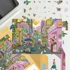 Мультяшная наклейка с панорамным видом большого города, 3D миниатюрный мир, расстегнутая сцена для DIY, учетная запись