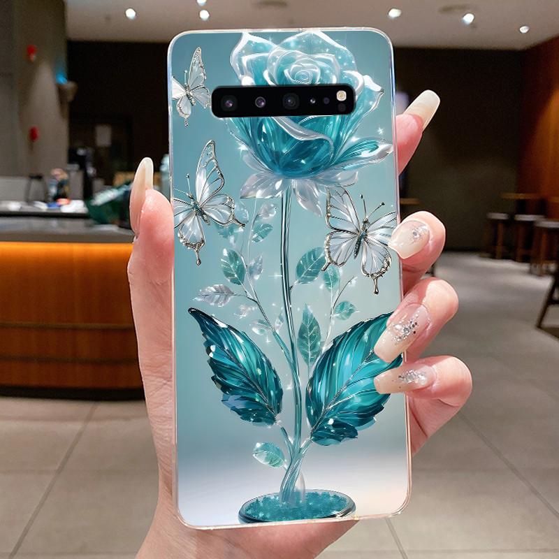 Phone Case For Samsung Galaxy S10 5G Capa Coque Butterfly Bow Protective Casing Transparent Soft Silicone TPU Cover Fundas