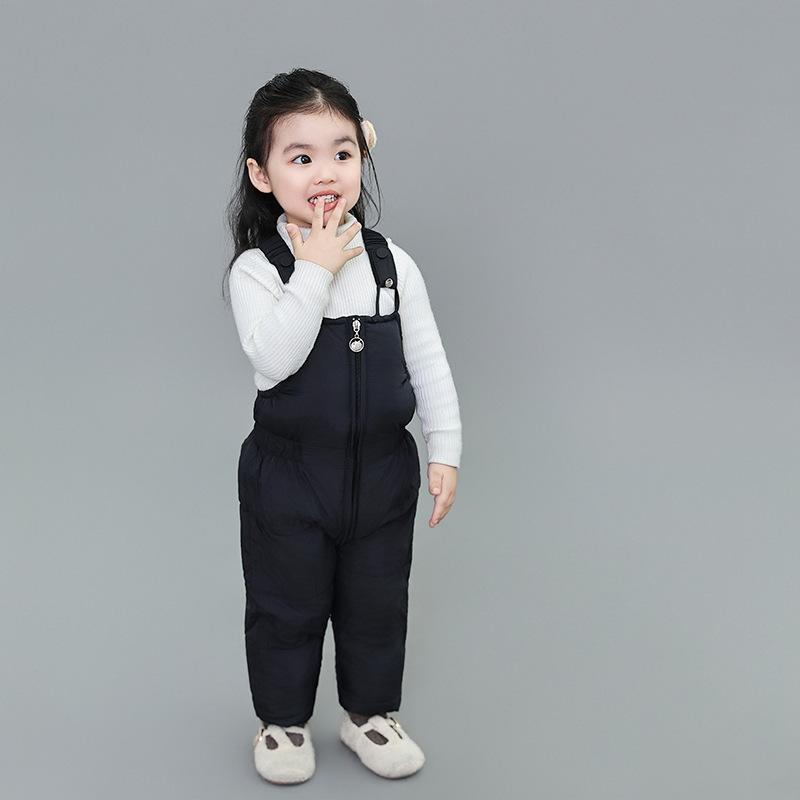 Теплые зимние комбинезоны для мальчиков, пуховые штаны, детские толстые штаны для девочек и мальчиков, теплые брюки, детские леггинсы, комбинезон для малышей, черный, розовый, зеленый