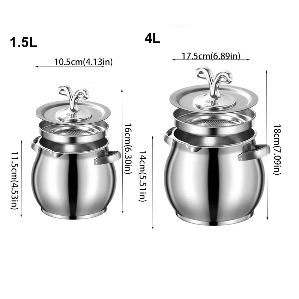Двуручный горшок для масла с ручками, из нержавеющей стали, для хранения смальца, банка для хранения смальца, для жареных продуктов