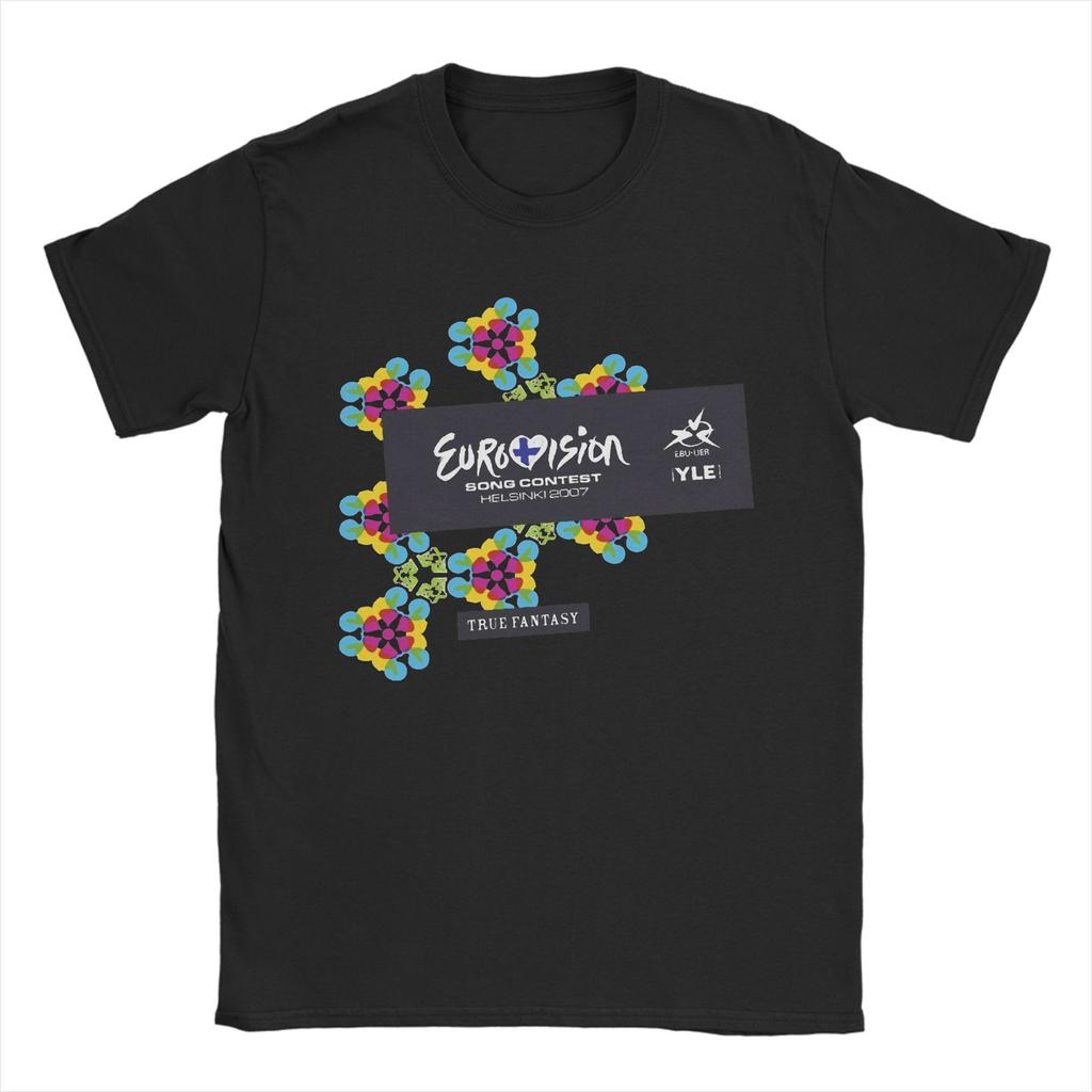 Men Eurovision Song Contest 2007 T Shirts  Pure Cotton Tops Funny Short Sleeve Round Collar Tees Original T-Shirt