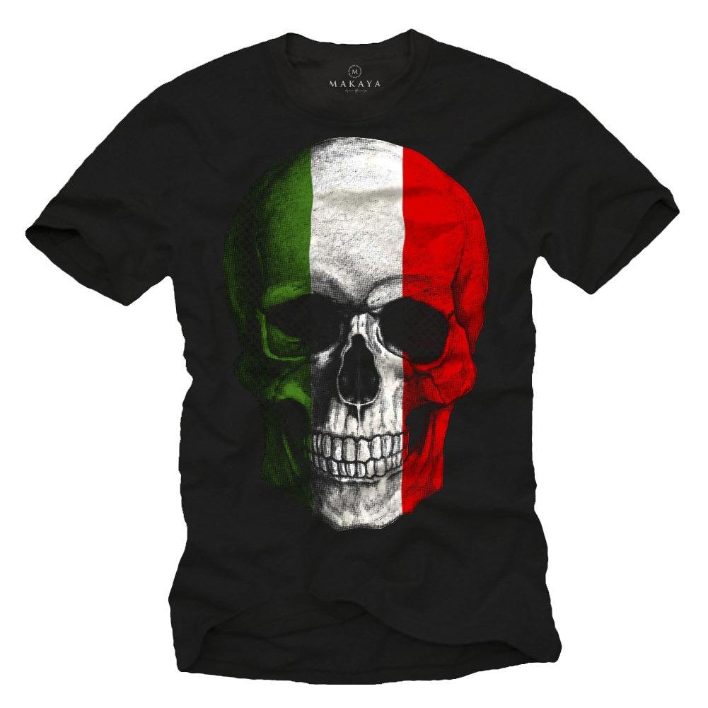Мужская футболка Итальянский флаг Череп Готика Черная S-XXXXXL