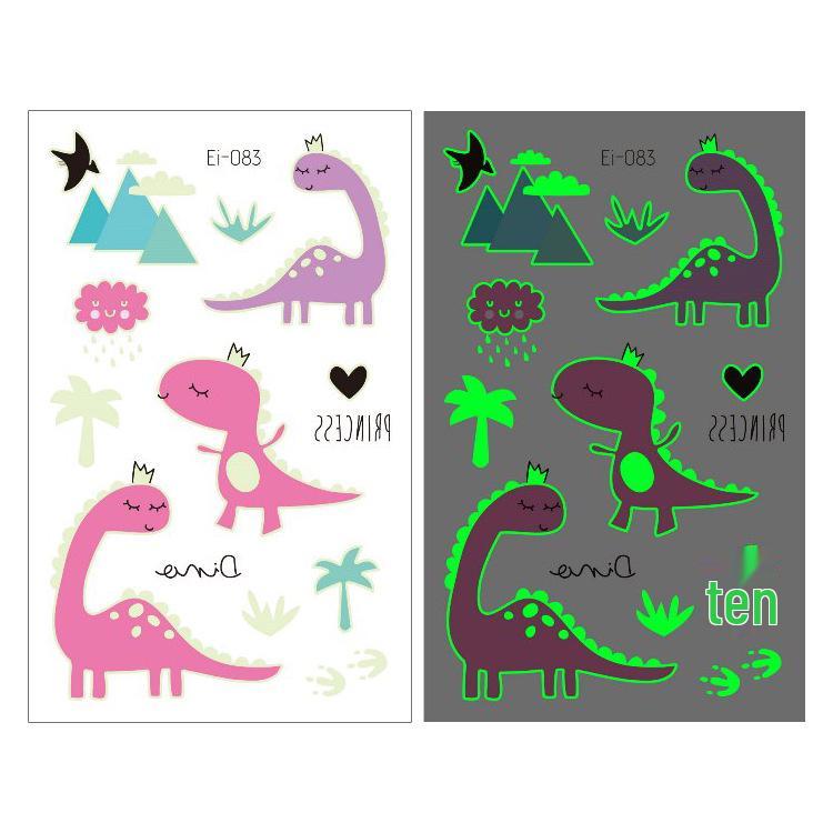 Glow-in-the-Dark Dinosaur Temporary Tattoo Stickers for Kids
