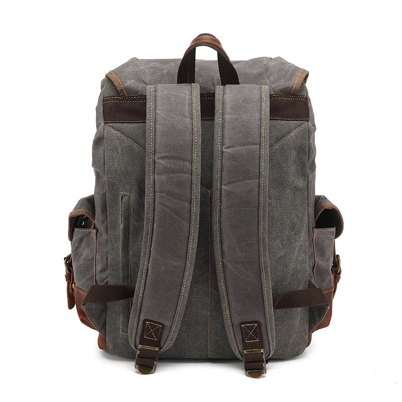 Unisex Waterproof Waxed Canvas Travel Backpack for Outdoor Sports and Laptops