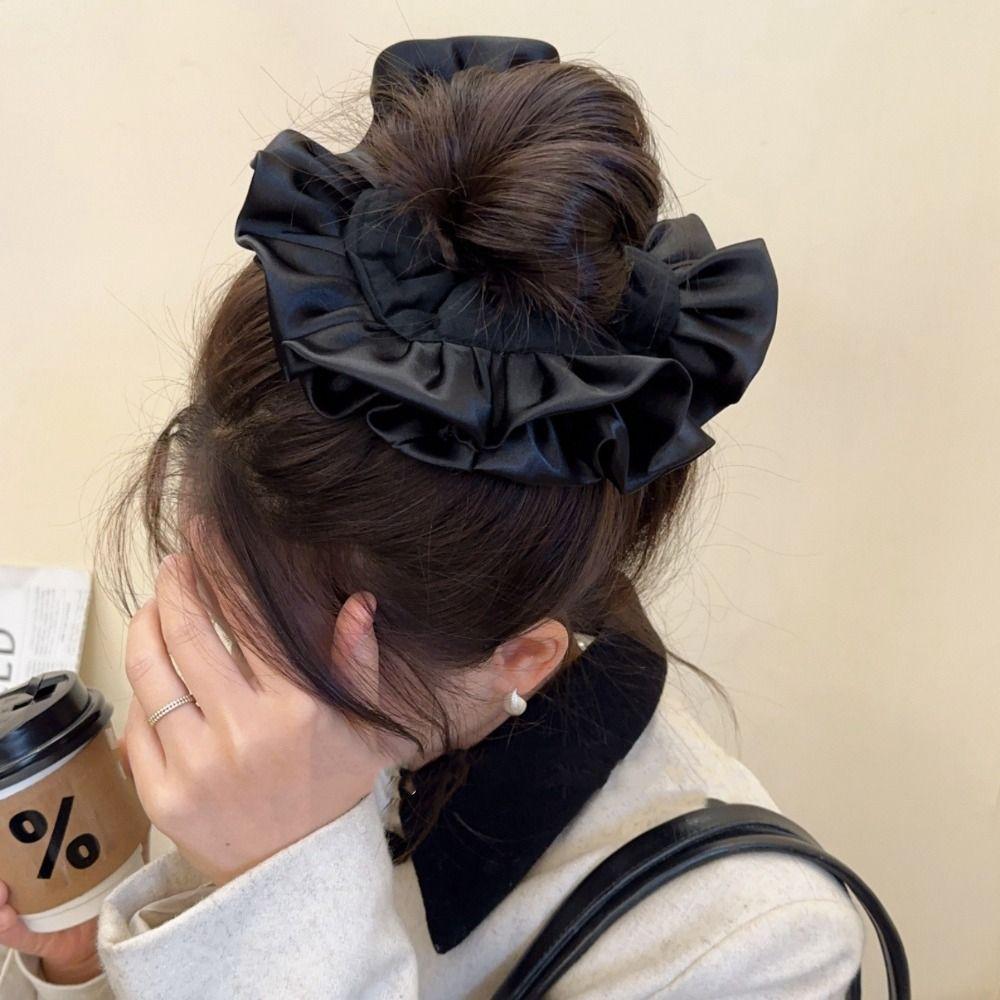 Flower Shape Pleated Hair Scrunchies Elegant Exaggerated Hair Rope Oversized Hair Tie  Ladies