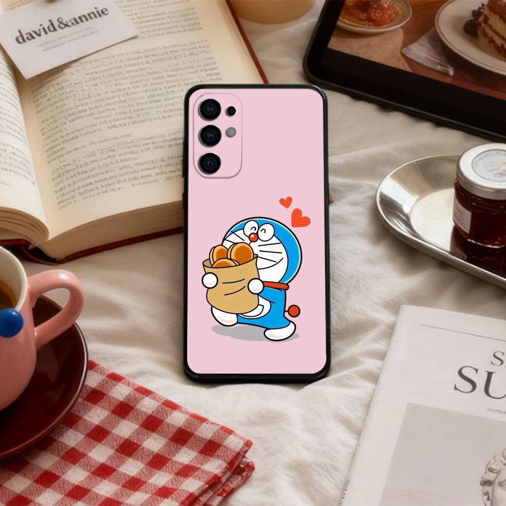 Cute Fat D-Doraemon Blue white Phone Case For Samsung S 25,24,23,22,30,21,10,9,Ultra,Plus,Lite,FE,4,5 G Soft Black Case