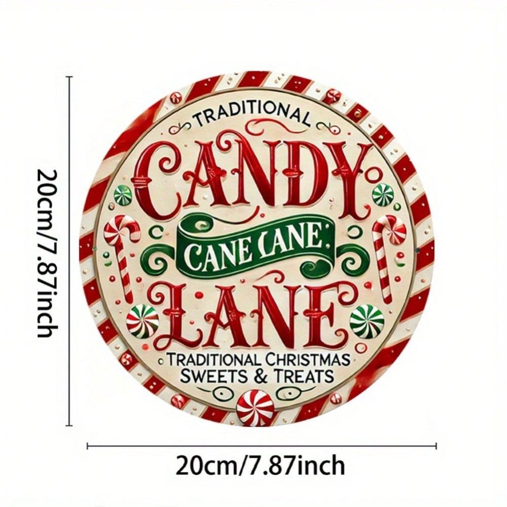 Металлическая табличка "Candy Cane Lane" Винтажный рождественский декор для стены