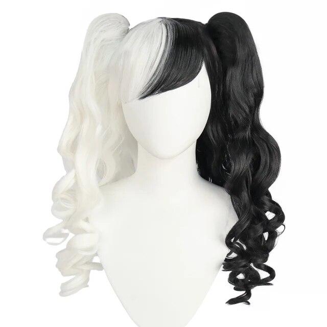 Парик для косплея Синтетический длинный цветной вьющийся парик для косплея Лолиты для девочек с двойными хвостиками и 1 шапочкой для парика