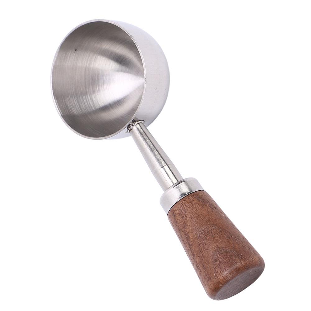 304 Stainless Steel Bean Tea Scoop Short Wooden Handle Stainless Steel Scoop For Loose Leaf Tea