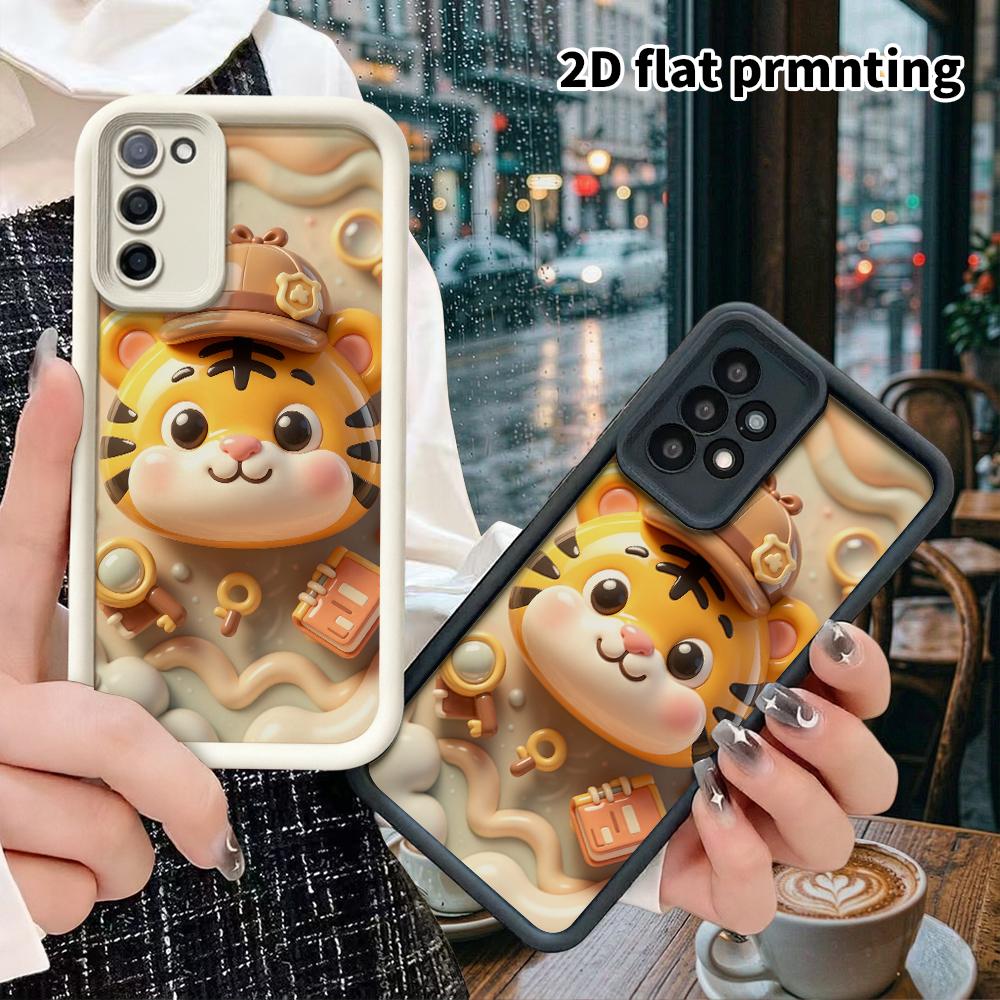 Phone Case: 2D flat design suitable for Samsung Galaxy A34 A35 M05 M06 S20 S22 S21 FE Plus 5G protective case, Detective Little Tiger, perfect Christm