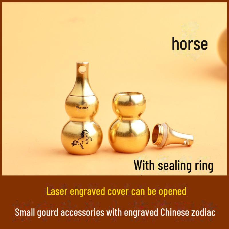 Брелок из латуни в виде тыквы со знаком зодиака, восемью триграммами и гравировкой благословения