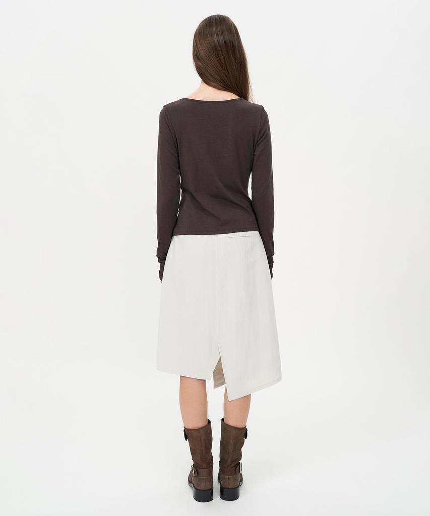 Insilence Woman Asymmetric Midi Wrap Skirt Ice Grey