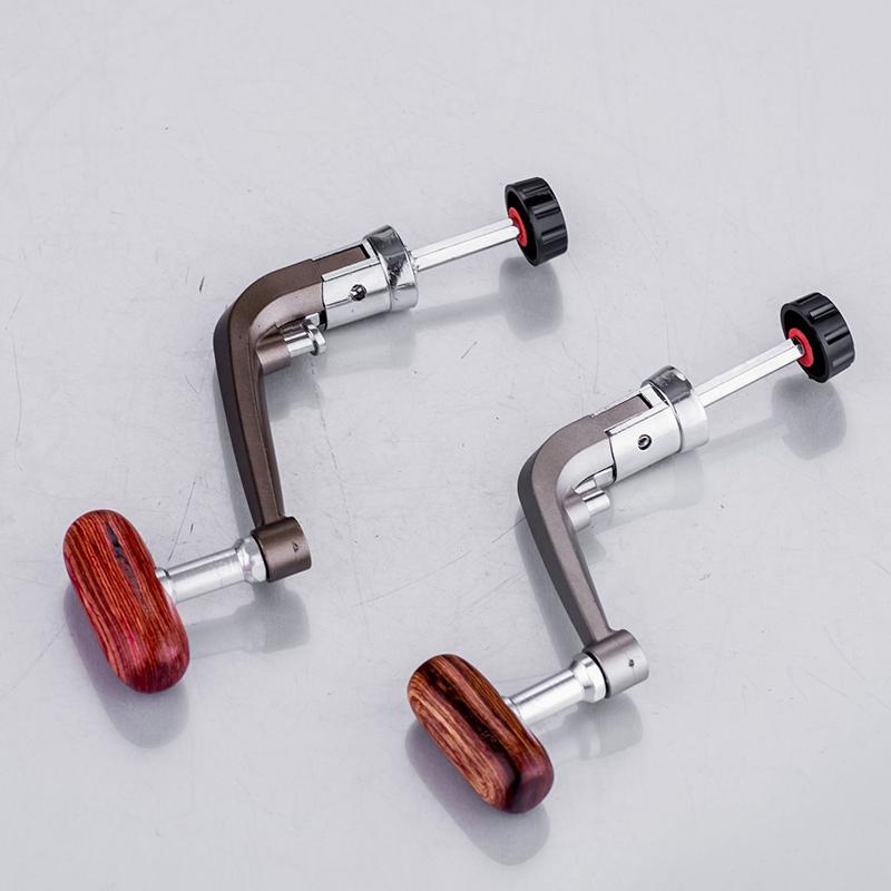 Full Metal Spinning Fishing Reel Handle With Wood Knob+Free Screw Sea River Rock Lure Fishing Replace Tackle Parts