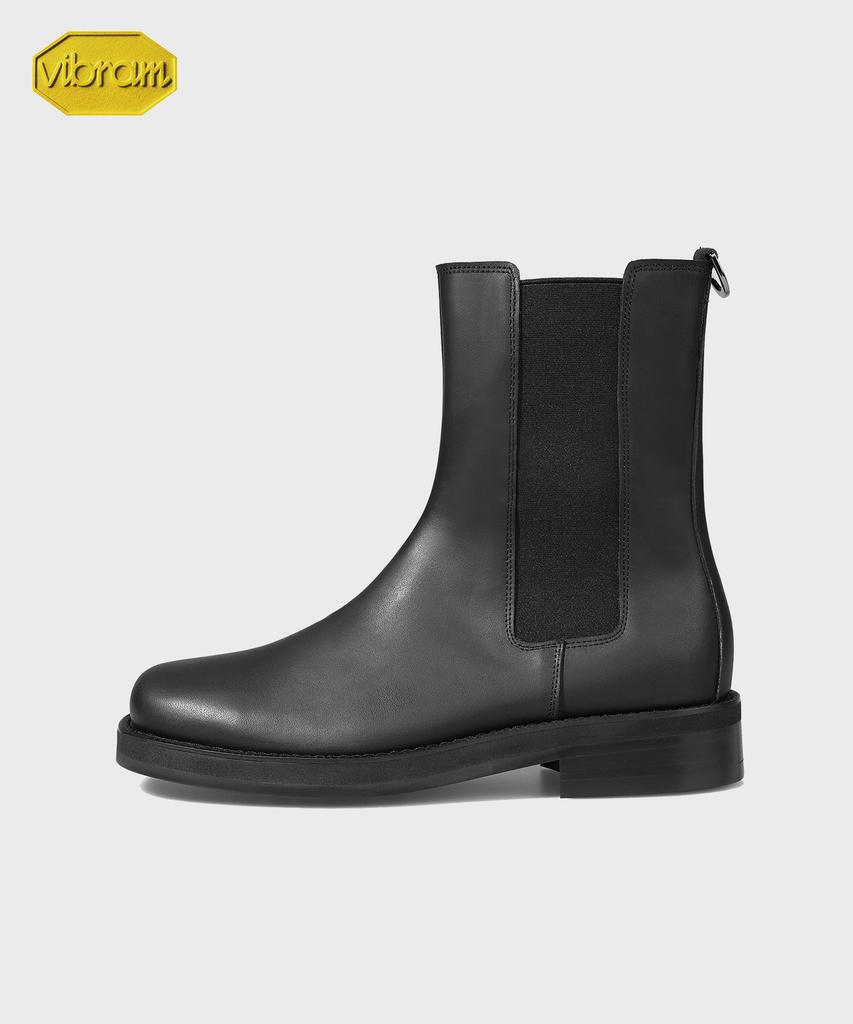 Firenze Atelier [Vibram] Minimal Line Pull-Up Leather Chelsea Boots 9900 [Matt Black]