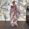 Summer Women's Loose Round Neck Gown Long Sleeve Printed Dress