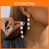 2023 Trendy Gold Geometric Earrings Minimalist Long Pearl Jewelry Winter