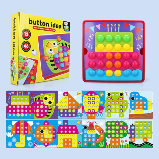 Color Matching Mosaic Pegboard Game Set Button Art Toys for Toddlers Sensory Early Learning Educational Puzzle Toy for Kids Ages 3+