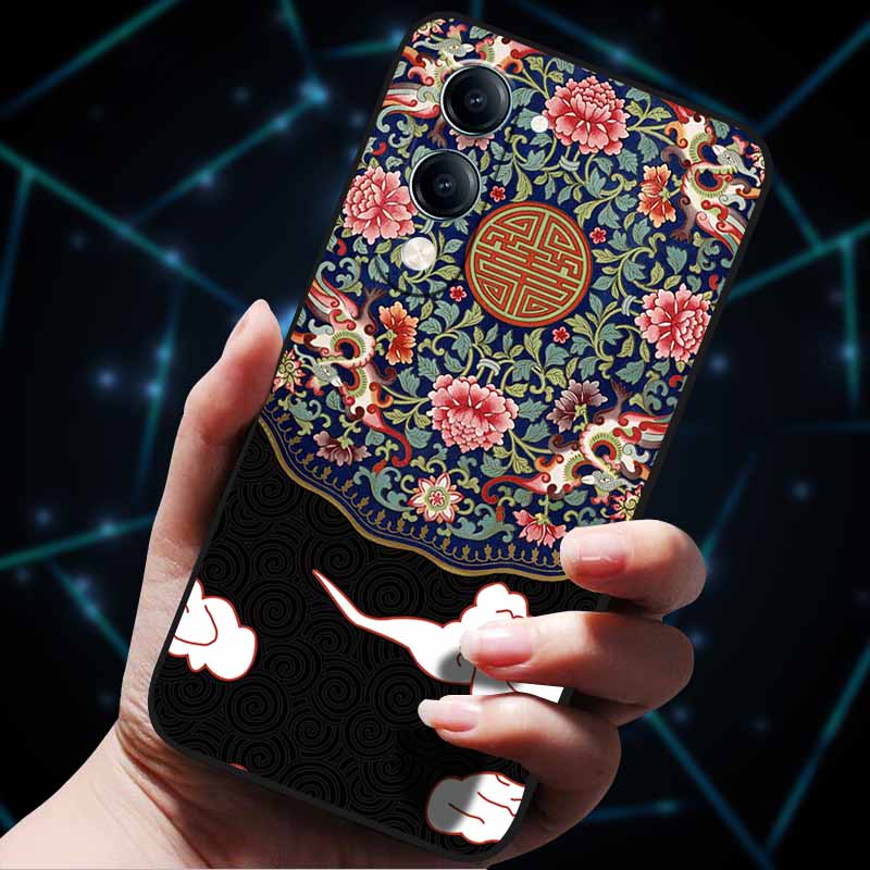 For Vivo Y04 4G Case Soft Silicone Bumper 3D Flowers Emboss Phone Cases for Vivo Y04 4G Back Cover Shell VivoyY04 4G Bag