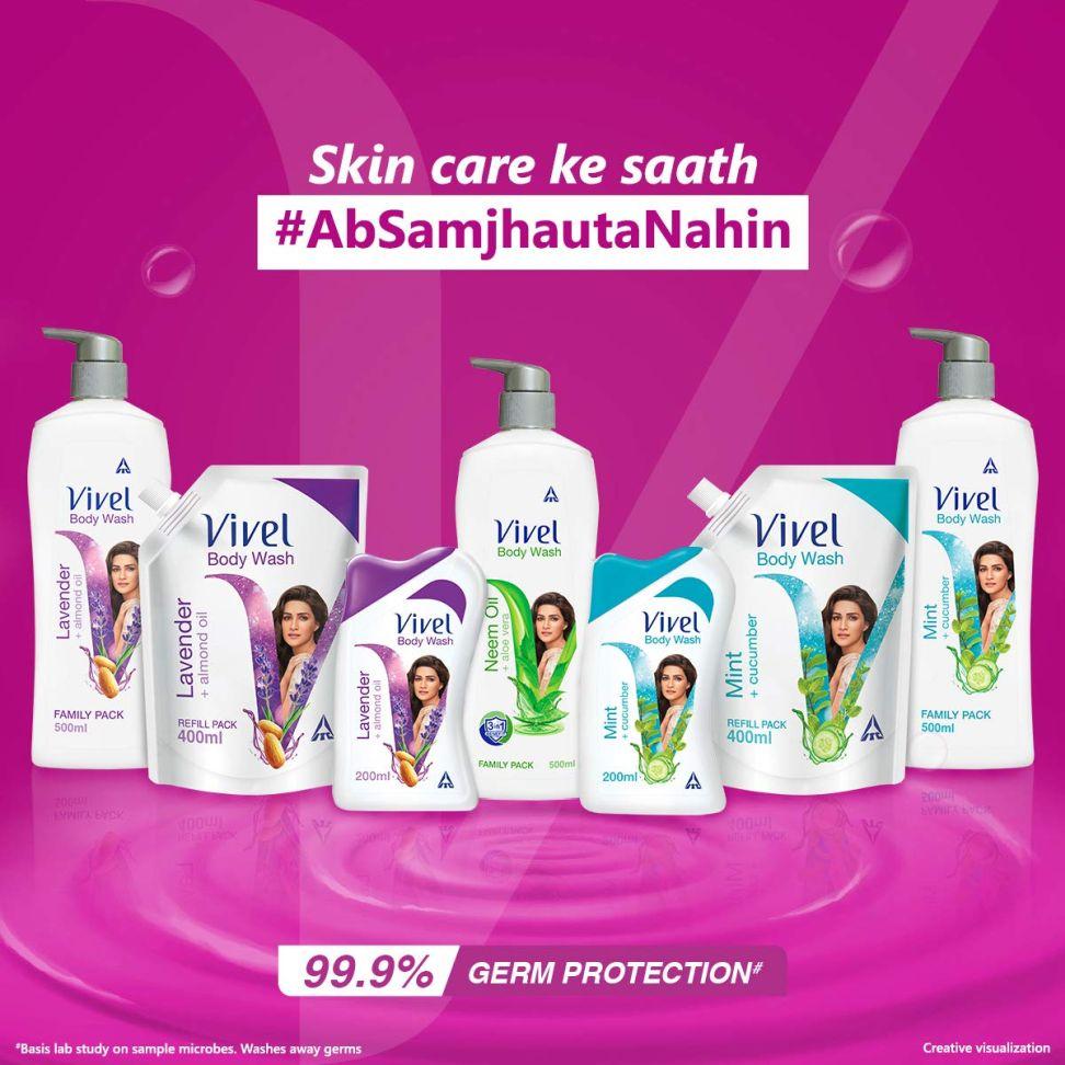 VIVEL Гель для тела, крем для душа с маслом нима и алоэ вера, 500 мл помпы