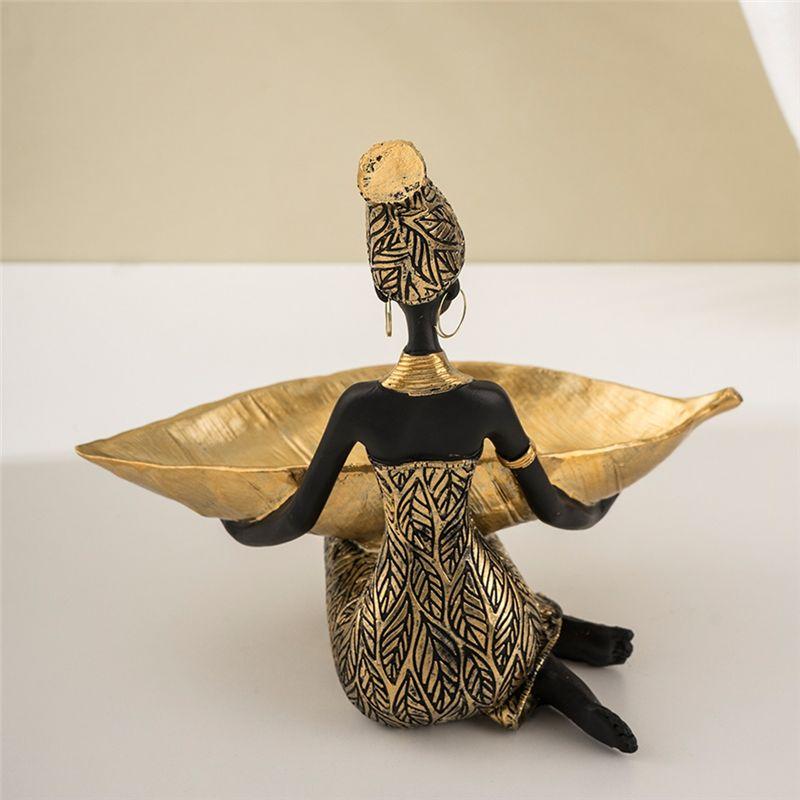 AEE4-Black Woman Resin Tray - Luxury Home Decor For Living Room Candy Holder Container Table Decoration Fruit Bowl Ornaments