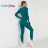 Cozy Up Тренировочные комплекты для женщин из 2 предметов для занятий йогой, бесшовные ребристые леггинсы с топами с длинными рукавами
