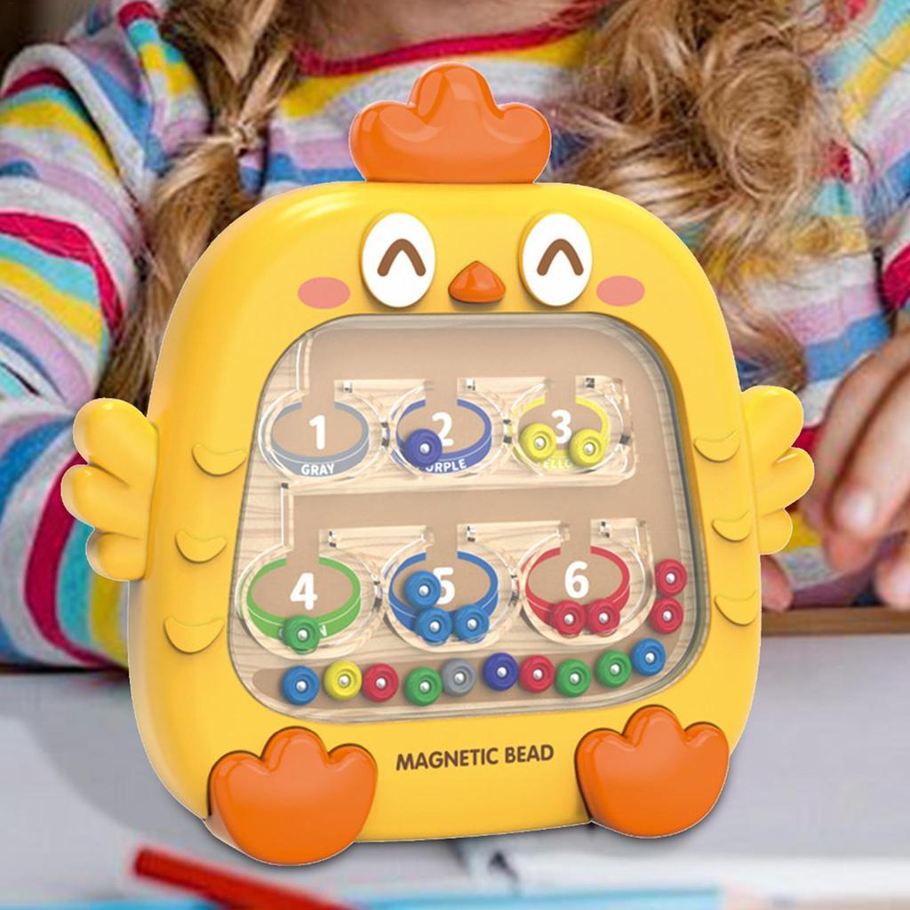 Kids Magnetic Color Number Maze Board Chicken Montessori Sorting Games Pen Moving Bead Games Fine Motor Skills Educational Toys