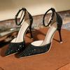 Fashion Exquisite Women's High Heels Summer Party Banquet Shoes French Designer Sheos Pointed End Elegant Sequin High Heels Women Shoes