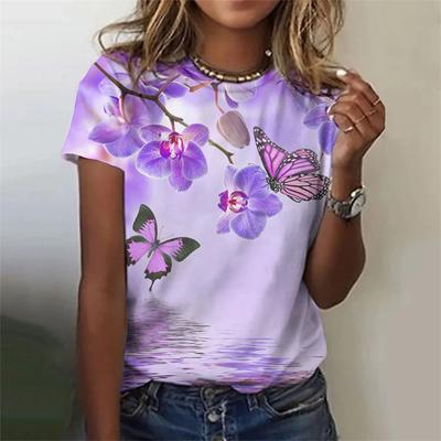 Летние модные женские рубашки, модные футболки с цветочным принтом, повседневные рубашки с коротким рукавом