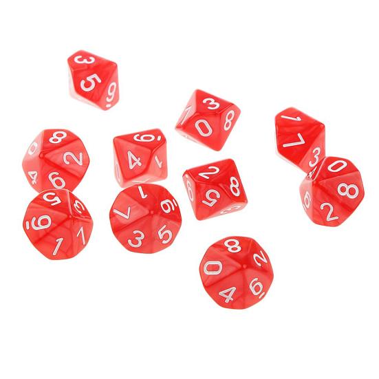 10 шт. Многогранные кубики D10 однотонные для ролевой игры TRPG, реквизит для вечеринки, подарок