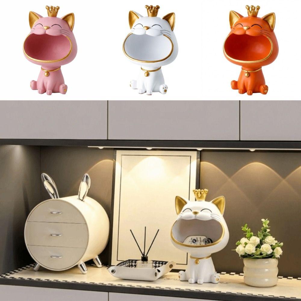 Key Storage Resin Fortune Cat Statue Resin Desktop Ornament Birthday Gift