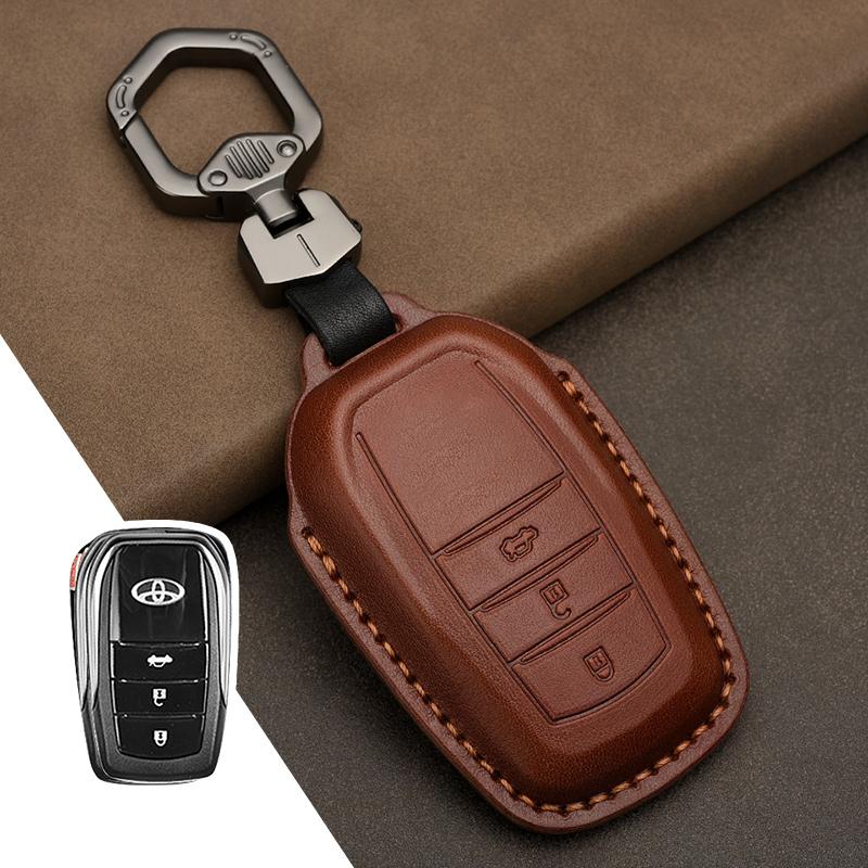 Кожаный чехол-брелок для ключей для Toyota Camry Corolla FJ Land Cruiser RAV4 Prius Sienna Prado CHR Avalon GT86 Защитный брелок