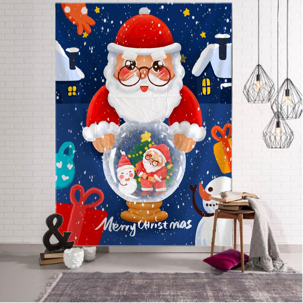 Christmas Decorative Tapestry Red Santa Claus Christmas Tree Fireplace Art Wall Hanging Home Holiday Wall Blanket Tapestries