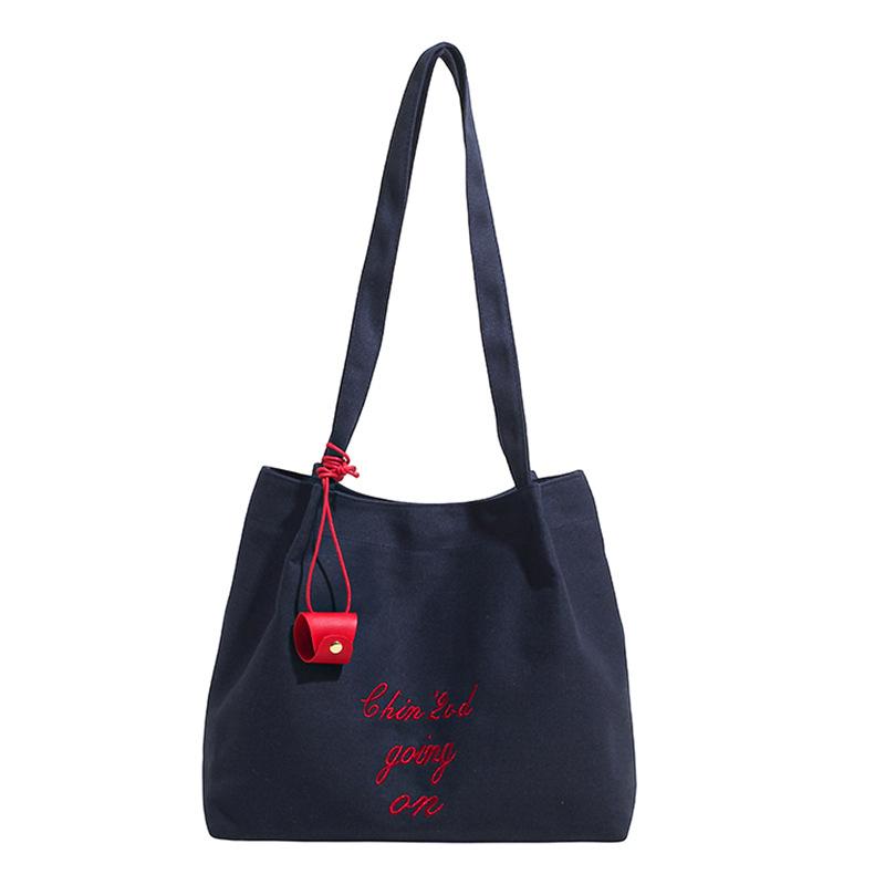Simple Large-capacity Letter Canvas Bag Women's Summer New Commuter Shoulder Daily Travel School Bag