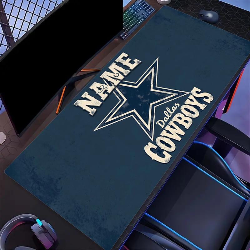 Custom Name,Dallas Cowboys Mouse Pad, Large Gaming Desk Mat, Non-slip XXL Mousepad for Laptop & Tablet, Mini PC Playmat with Stitched Edges