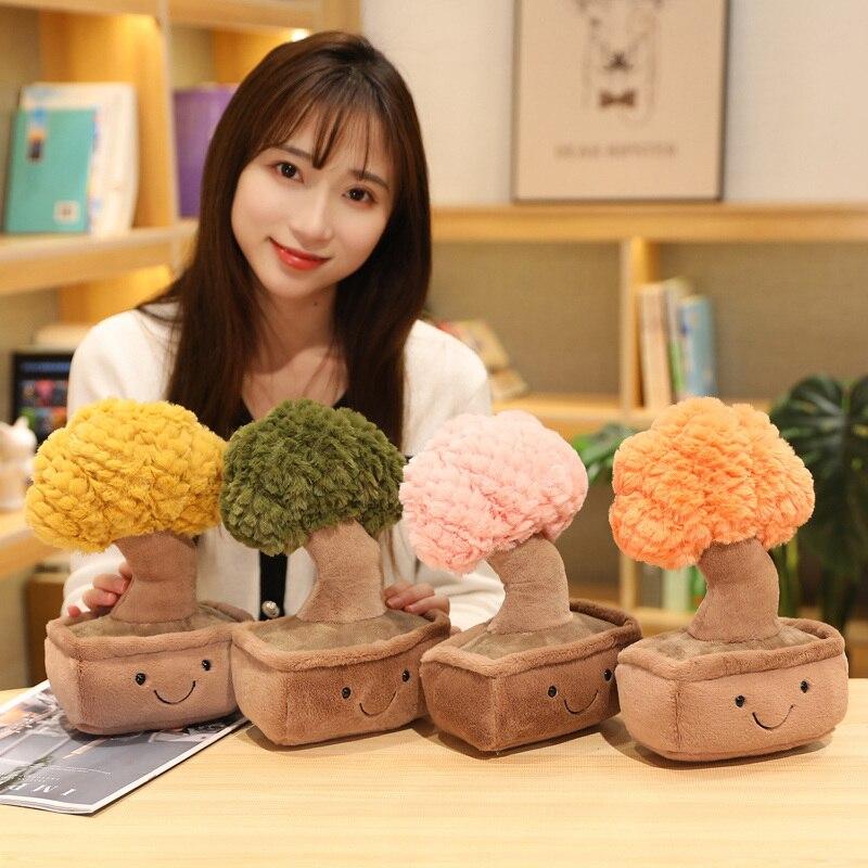 Simulation Kawaii Fortune Tree Plush Dolls Cute Landscape Potted Plants Toys Stuffed Soft for Children Girls Decor Gift