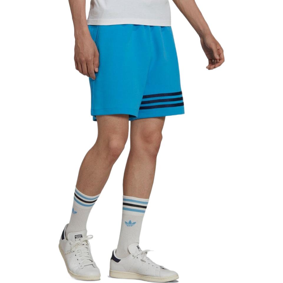 Adidas FW22 Повседневные прямые шорты в полоску с цветными блоками, мужские низы, синие HN6592