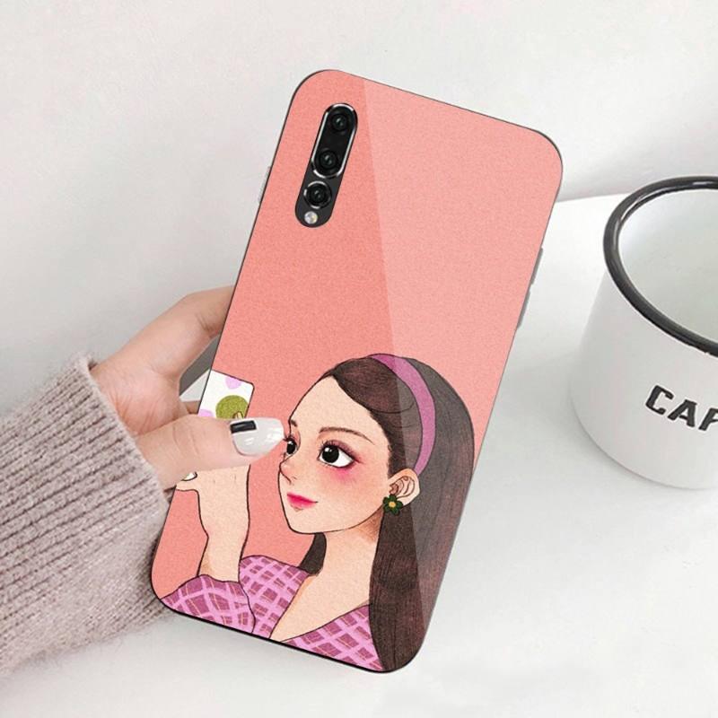 Милый чехол для телефона с рисунком от руки для девушки Huawei P50 P40 P30 P20 Pro Mate 40 30 20 Pro Nova 9 8 7 PC Glass Phone Cover